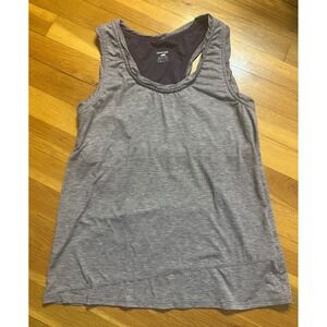 Horny Toad Womens Gray Heathered Racerback Tank Top Built-In Shelf Bra Medium